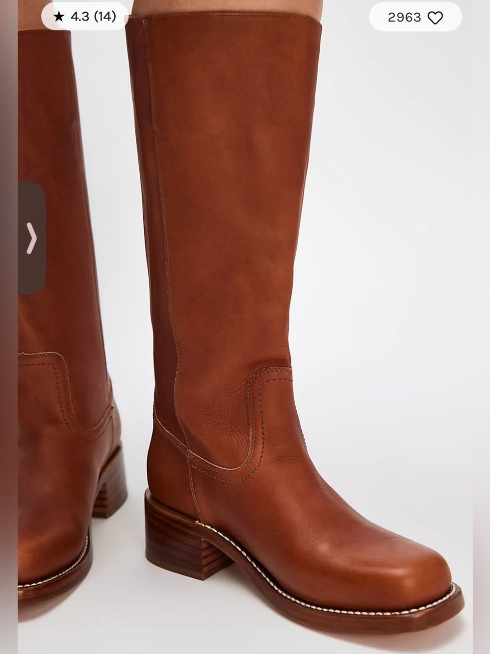 Frye Campus 14L Wide Calf Tall Leather Heeled Boots in Saddle US 9 M NIB